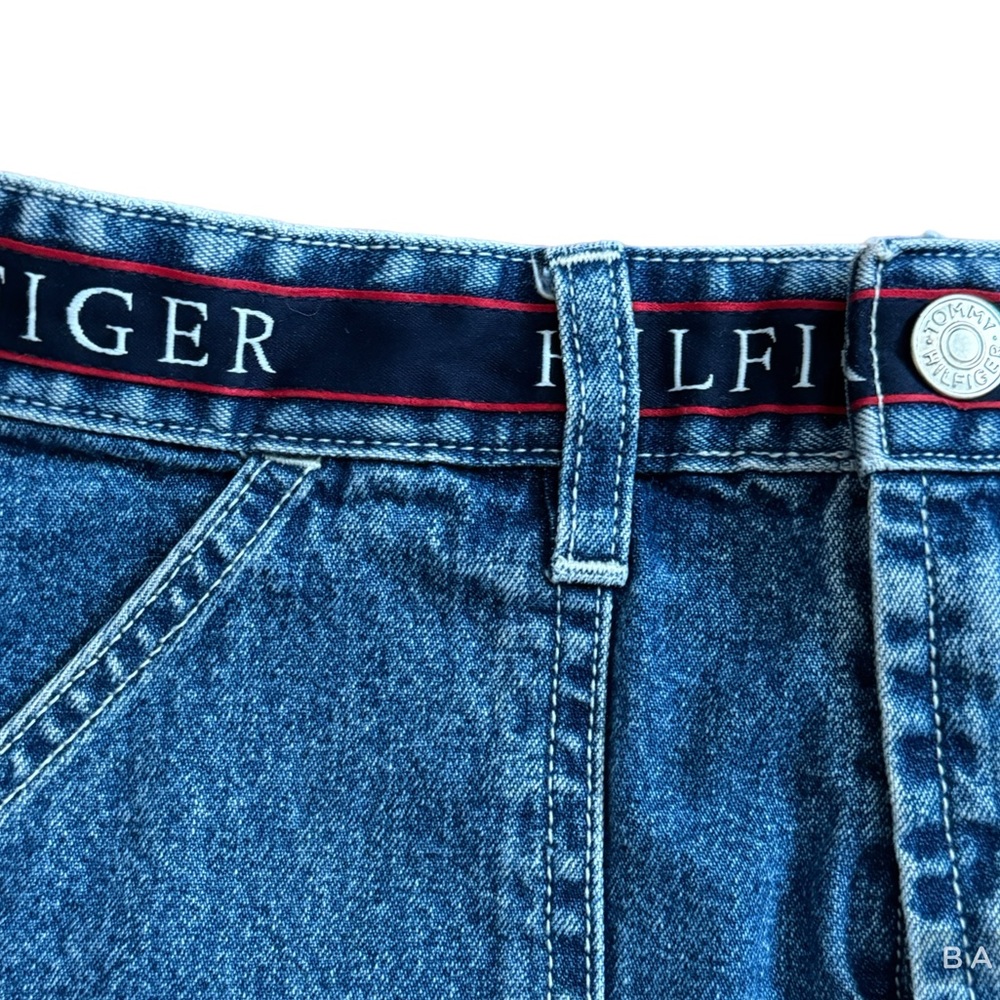 90's Tommy Hilfiger Denim Skirt | Tommy Hilfiger | 90s skirt Logo waist band - Picture 4 of 8